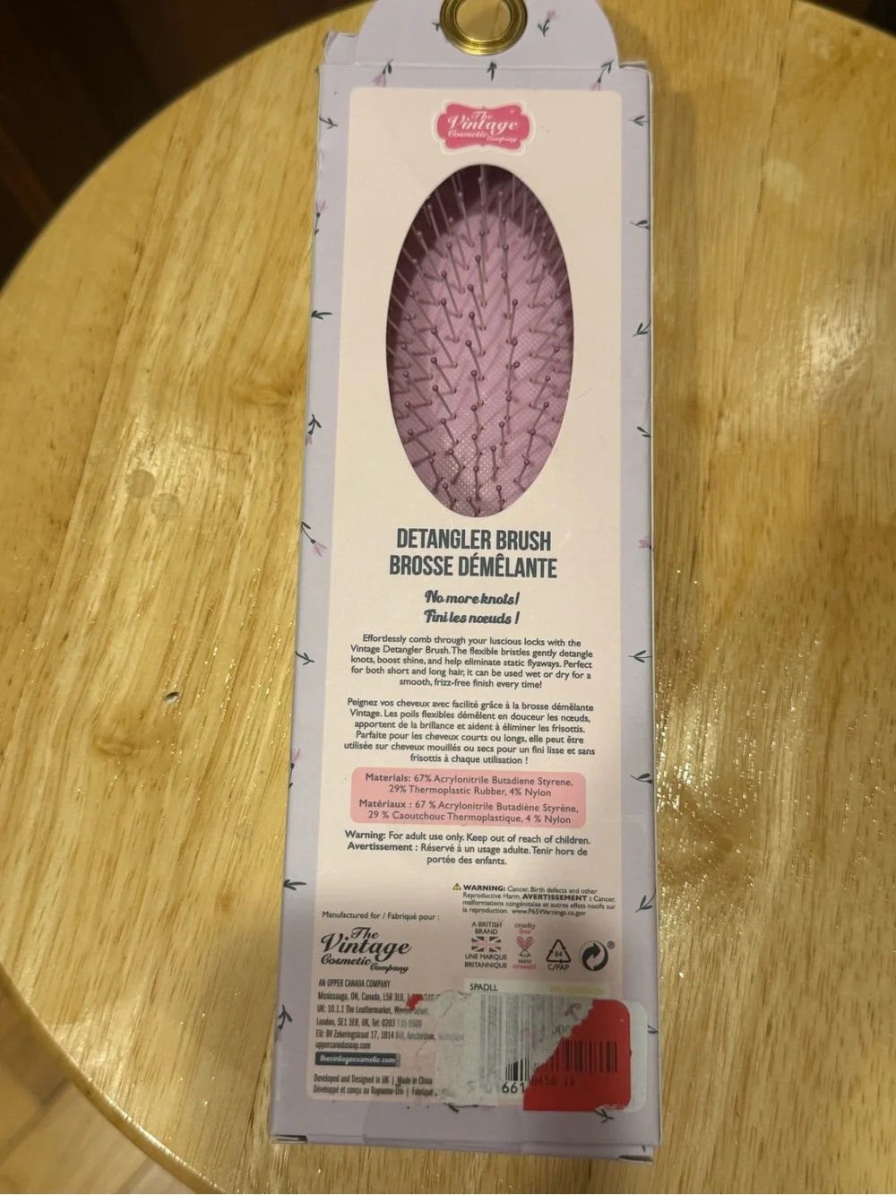 White vintage looking Detangler Brush with Rhinestone Accent-New